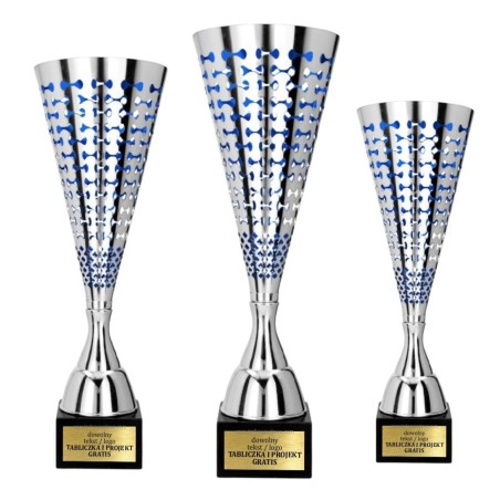 Ażurowy Puchar 2099 srebrno-niebieski na zawody sportowe