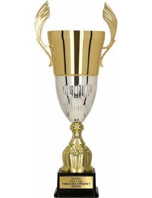 Puchar 3105-N efektowny złoto-srebrny z pokrywką