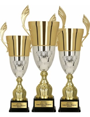 Puchar 3105-N efektowny złoto-srebrny z pokrywką