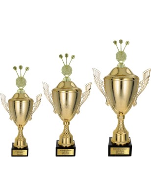 Puchar z figurką dart rzutki – trofeum na turniej, grawer w cenie