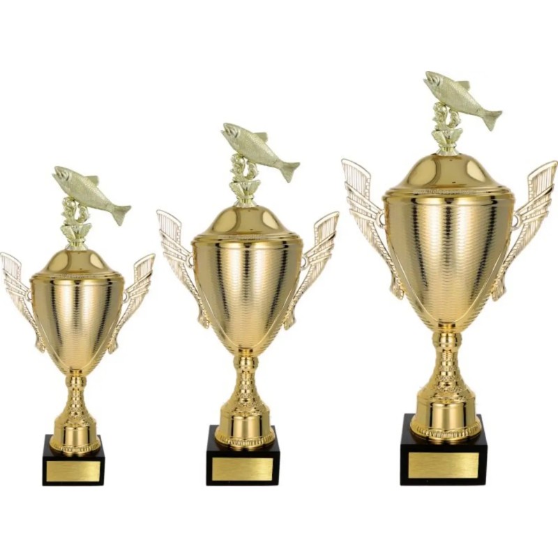 Zestaw pucharów NT733 z figurką ryba wędkarstwo 46-40-35 cm Zestaw pucharów NT733 z figurką ryba wędkarstwo 46-40-35 cm