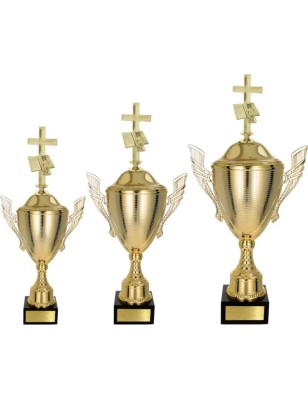 Zestaw pucharów NT733 z figurką krzyż religia 52-46-41 cm