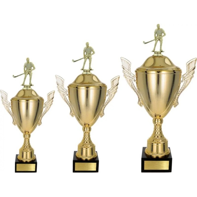 Komplet pucharów NT733 z figurką unihokej 47-41-36 cm Komplet pucharów NT733 z figurką unihokej 47-41-36 cm