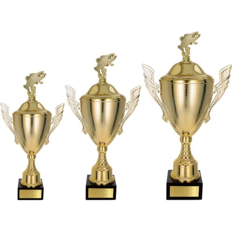 Zestaw pucharów NT733 z figurką ryba wędkarstwo 45-39-34 cm Zestaw pucharów NT733 z figurką ryba wędkarstwo 45-39-34 cm