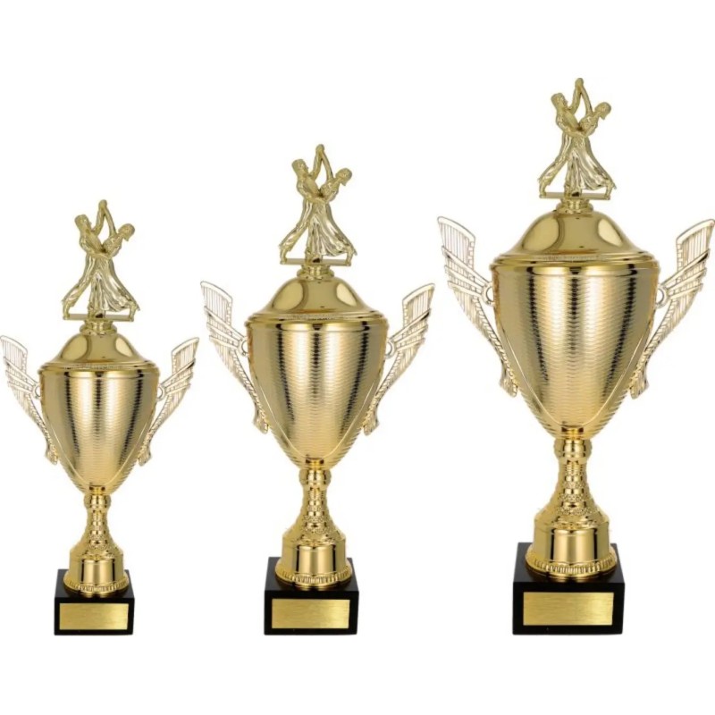 Komplet pucharów NT733 z figurką tancerze taniec towarzyski 45-39-34 cm Komplet pucharów NT733 z figurką tancerze taniec towarzyski 45-39-34 cm