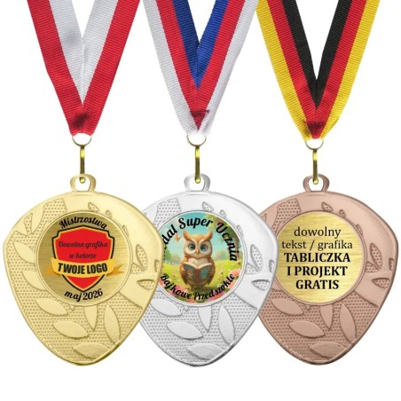 Medal stalowy D107 – Medal z grawerem szkolny i sportowy