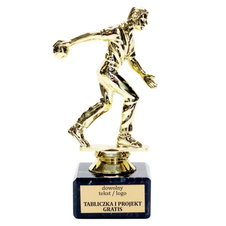 Statuetka kręglarz kręgle bowling 13-15 cm na marmurze