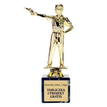 Statuetka strzelec pistolet strzelectwo 17-19 cm na marmurze