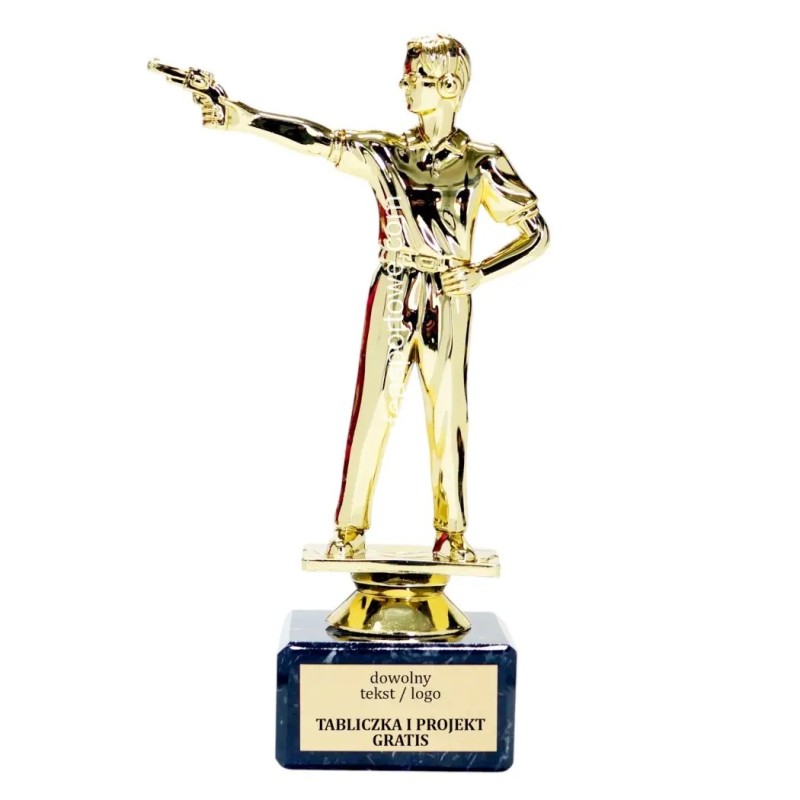 Statuetka strzelec pistolet strzelectwo 17-19 cm na marmurze Statuetka strzelec pistolet strzelectwo 17-19 cm na marmurze
