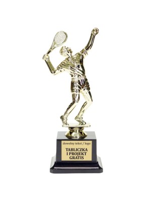 Statuetka tenisisty serwującego piłkę meczową 21 cm Solidna podstawa + grawer