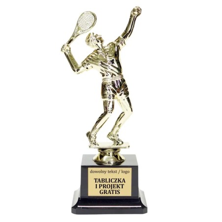 Statuetka tenisisty serwującego piłkę meczową 21 cm Solidna podstawa + grawer
