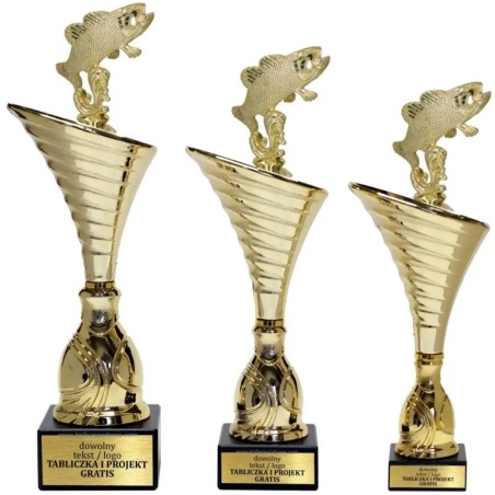 Komplet pucharów NT1000 z figurką ryba wędkarstwo 30-27-26 cm