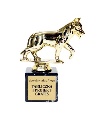 Złota statuetka psa owczarka Kynologia z grawerką