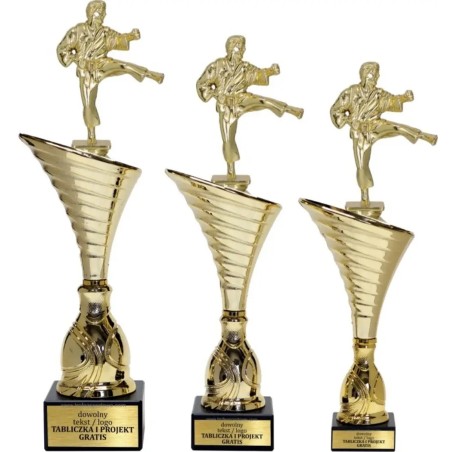 Komplet pucharów NT1000 z figurką karateka karate 34-31-30 cm