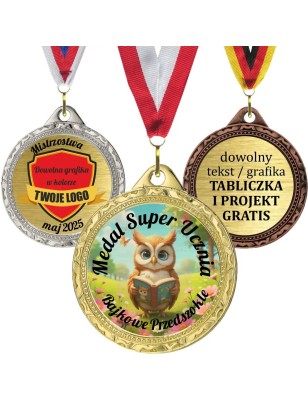 Super medal uniwersalny 3,2cm dla dzieci z nadrukiem kolorowym