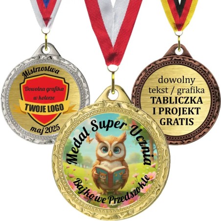 Super medal uniwersalny 3,2cm dla dzieci z nadrukiem kolorowym