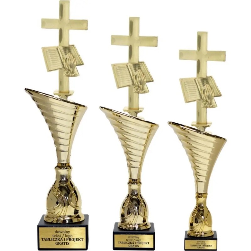 Zestaw pucharów NT1000 z figurką krzyż religia 37-34-33 cm Zestaw pucharów NT1000 z figurką krzyż religia 37-34-33 cm