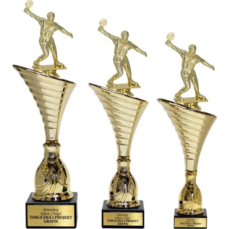 Zestaw pucharów NT1000 z figurką tenisista stołowy tenis stołowy 33-30-29 cm Zestaw pucharów NT1000 z figurką tenisista stołowy tenis stołowy 33-30-29 cm