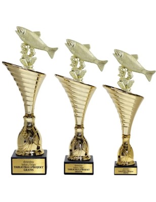 Komplet pucharów NT1000 z figurką ryba wędkarstwo 31-28-27 cm