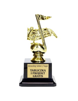 Błyszcząca Złota statuetka nuta F62 muzyka