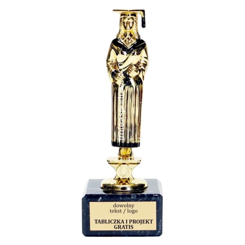 Złota statuetka F86 edukacja absolwentka z dyplomem Złota statuetka F86 edukacja absolwentka z dyplomem