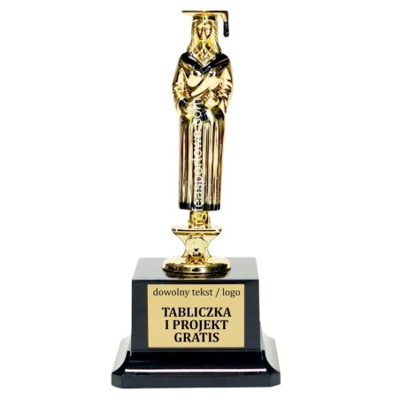 Efektowna Złota statuetka absolwentka edukacja F86
