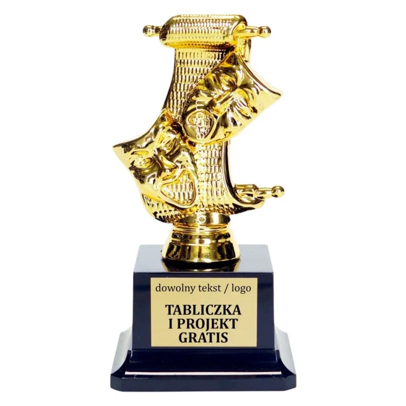 Piękna Złota statuetka F145 teatr sztuka