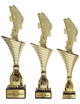 Komplet pucharów NT1000 z figurką ryba wędkarstwo 36-33-32 cm