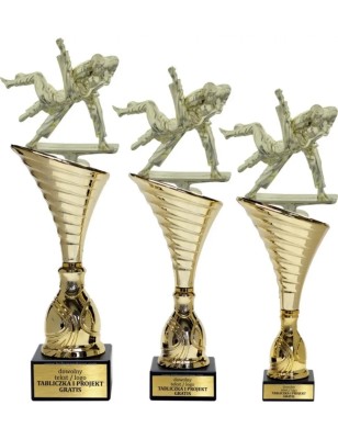Zestaw pucharów NT1000 z figurką judoka judo sztuki walki 33-30-29 cm
