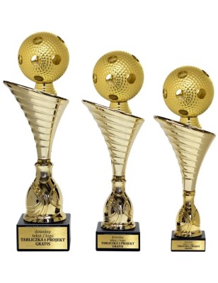 Zestaw pucharów NT1000 z figurką floorball unihokej 31-28-27 cm