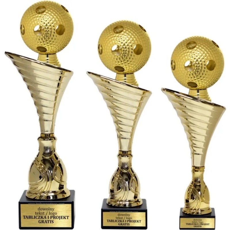 Zestaw pucharów NT1000 z figurką floorball unihokej 31-28-27 cm Zestaw pucharów NT1000 z figurką floorball unihokej 31-28-27 cm