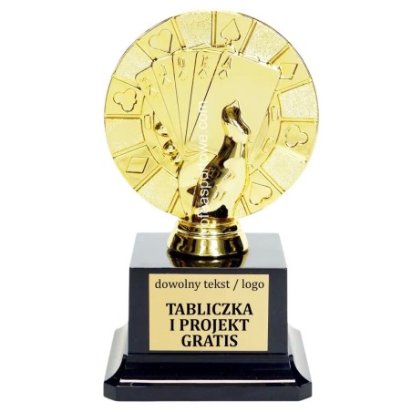 Śliczna Złota statuetka F236 karty poker brydż