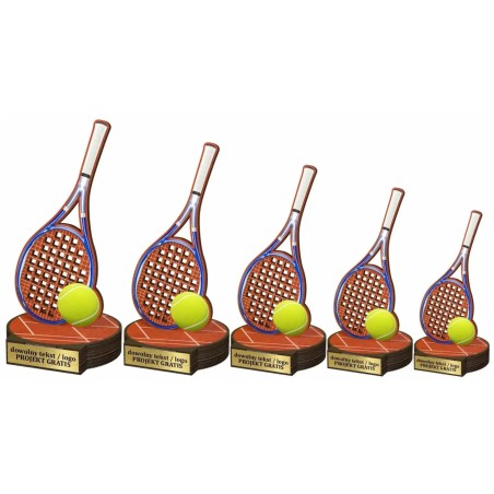 Drewniana statuetka tenis ziemny rakieta+piłka