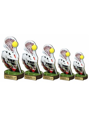 Drewniana statuetka sportowa lacrosse kask kij