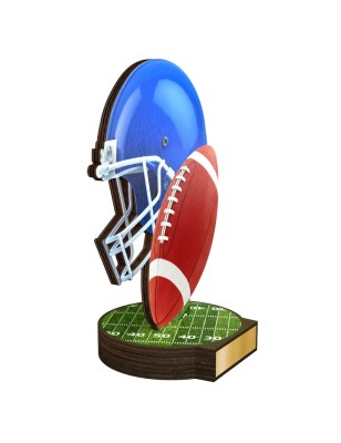 Statuetka drewniana - seria RW futbol amerykański kask piłka