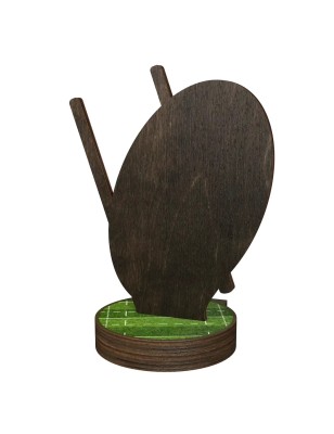 Statuetka drewniana - seria RW Rugby z piłką i bramką