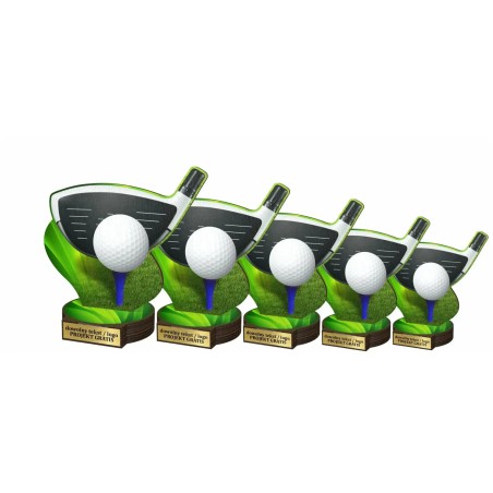 Drewniana statuetka golfowa z kijem i piłką Golf