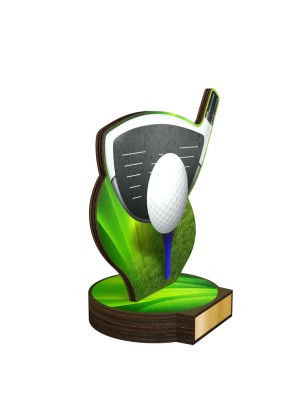 Statuetka drewniana - seria RW golfowa z kijem i piłką Golf