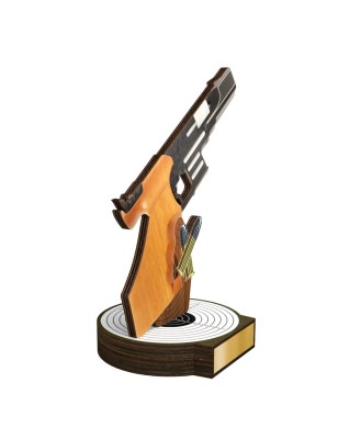 Statuetka drewniana - seria RW strzelectwo pistolet turniej strzelecki