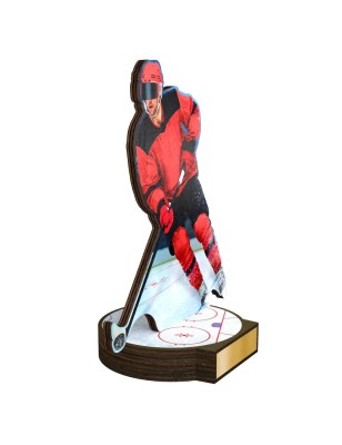 Statuetka drewniana - seria RW Hokej z hokeistą na lodowisku