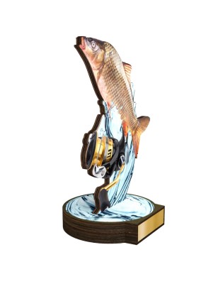 Statuetka drewniana - seria RW wędkarstwo karp kołowrotek