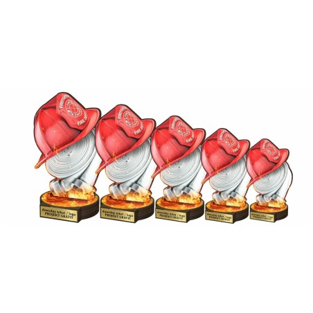 Drewniana statuetka Straż Pożarna trofeum dla strażaka