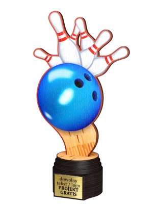 Drewniana statuetka kręgle bowling strike
