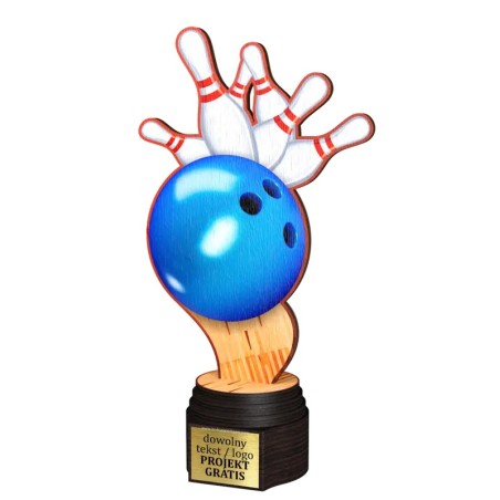 Drewniana statuetka kręgle bowling strike