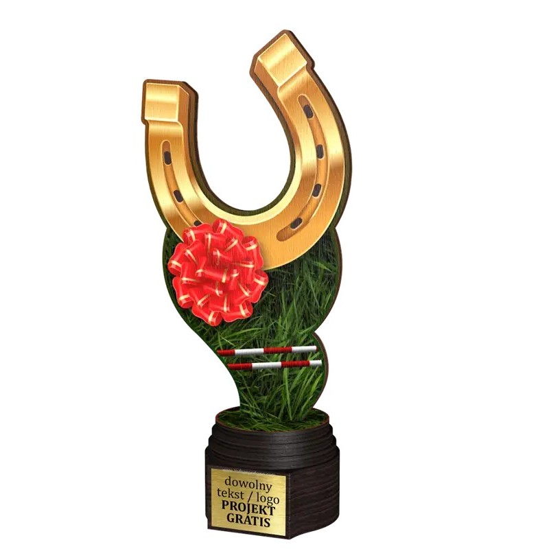 Drewniana statuetka ACTCW jeździectwo podkowa