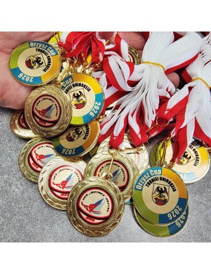 medal szkolny dla dzieci 4cm z dwiema wklejkami i szarfą
