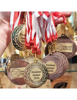 Medal uniwersalny z grawerem 5cm z dwiema wklejkami i szarfą
