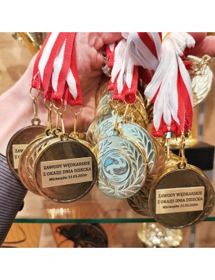 Medal z laurem 5cm z nadrukiem i szarfą