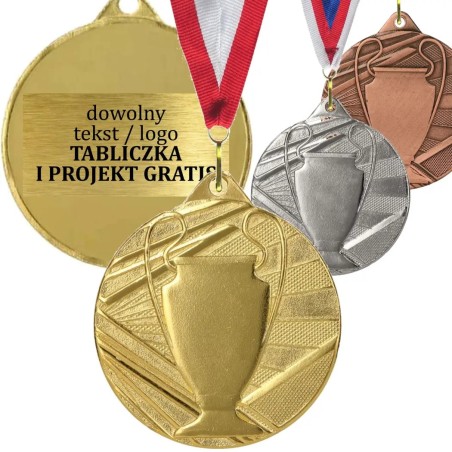 kopia Medal 5cm w formie rozety z wklejkami i szarfą