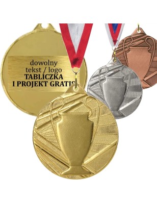 Medal z pucharem 5cm me007 z nadrukiem i szarfą